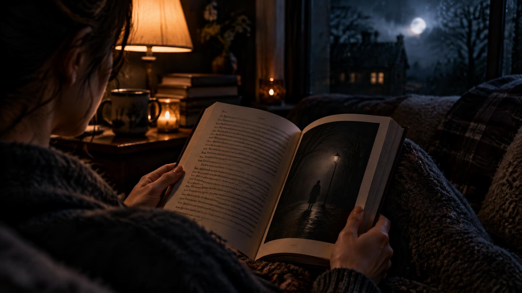 person reading mystery book