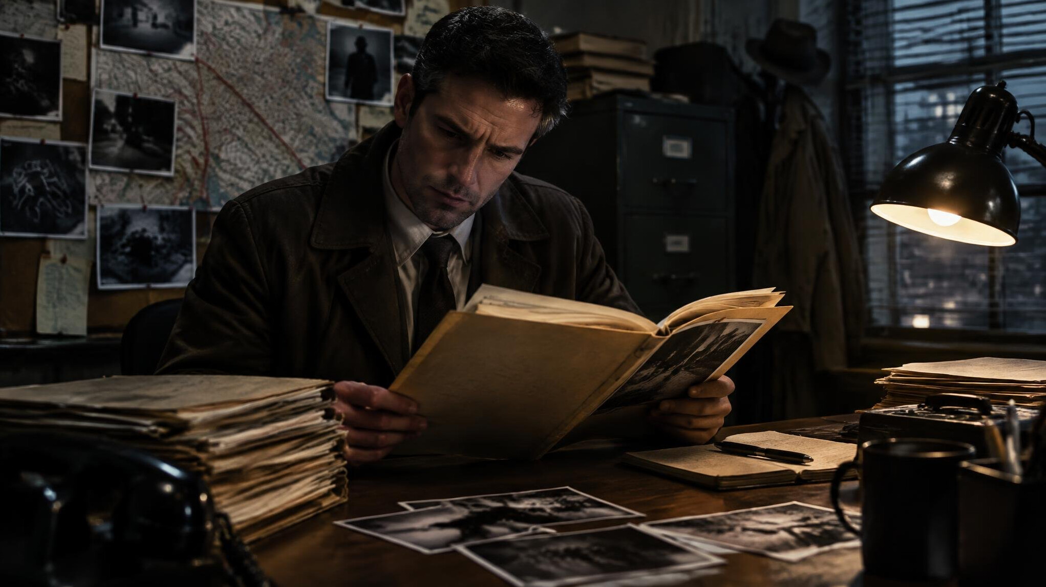 detective reading old case files