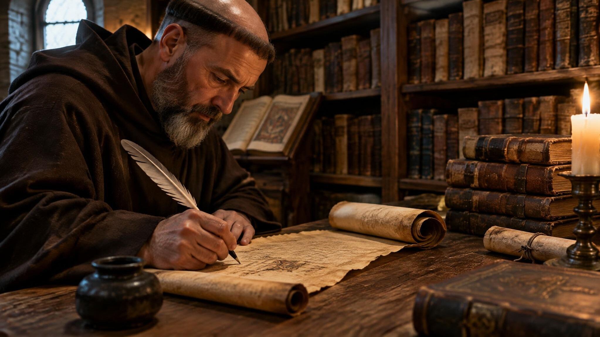 medieval monk writing