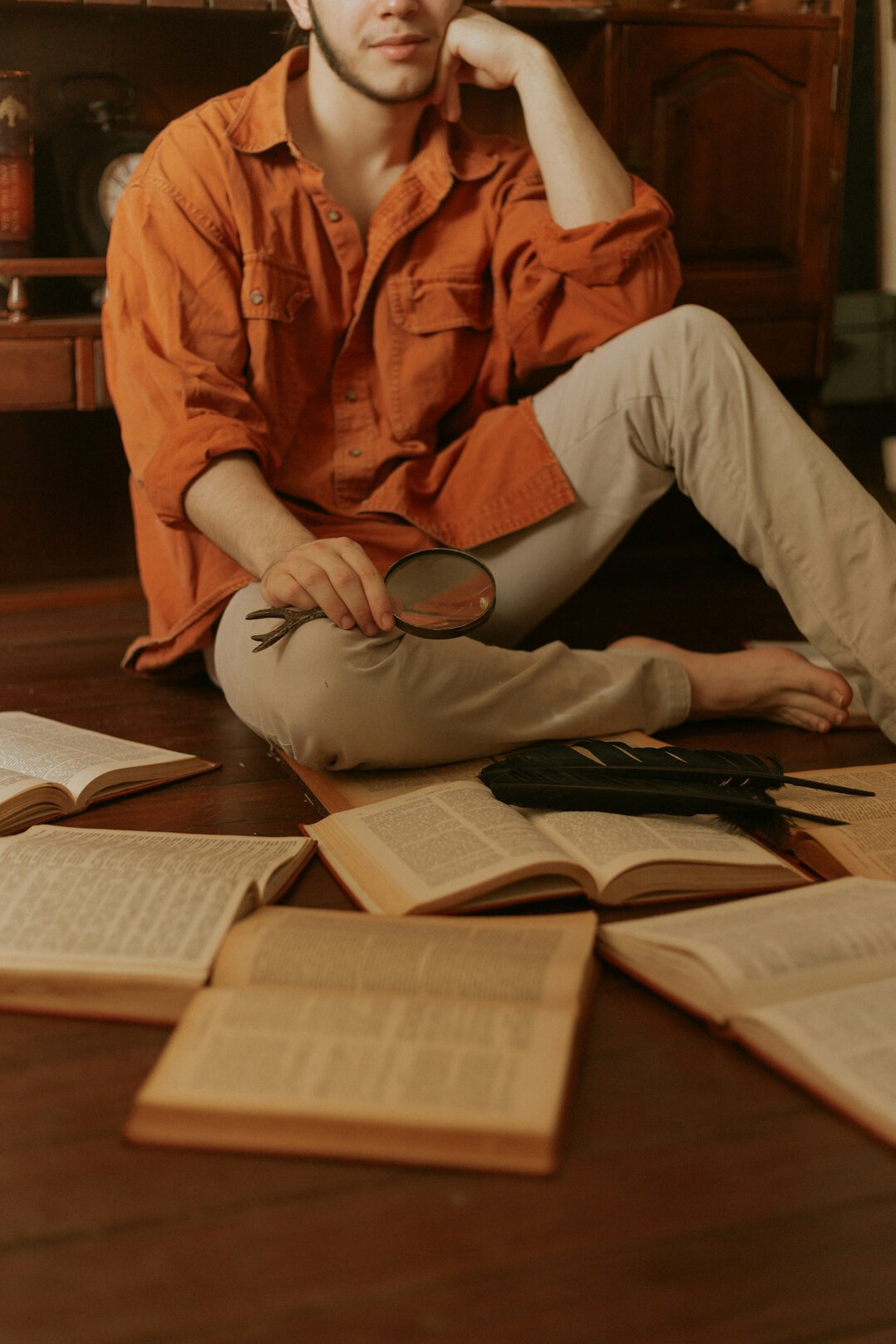 mystery writer at desk